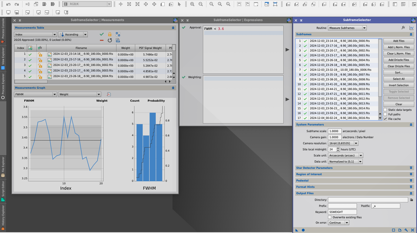SubframeSelector Tool